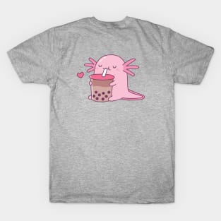 Chubby Axolotl Enjoys Bubble Tea T-Shirt